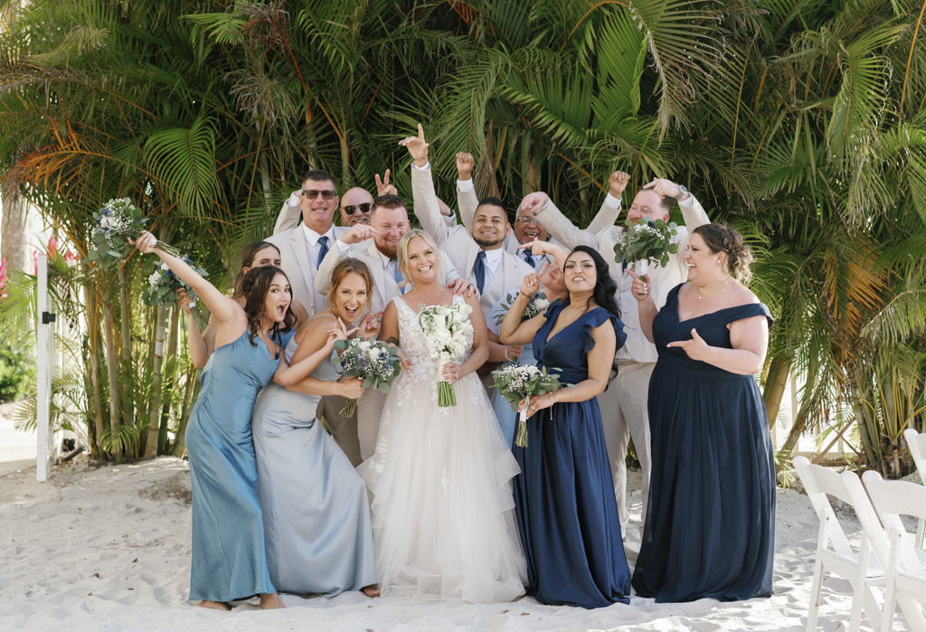 Florida beach wedding party